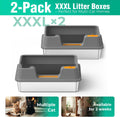 OROLEY 2PACK Stainless Steel Litter Box with High Sides Lid, Extra Large XXXL Litter Box for Big Cats, Metal Kitty Litter Boxes with Anti-Leakage Enclosure,Non-Stick