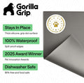 GORILLA GRIP 100% Waterproof Raised Edge BPA Free Silicone Pet Feeding Mat, Dog Cat Food Mats Contain Spills Protects Floors, Placemats for Cats and Dogs Water Bowl, 18.5x11.5, Gray