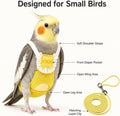 Bird Diaper Clothes Set with Leash and Absorbent Pads, Reusable Parrot Flight Suit Outfit for Cockatiel Conure Budgie