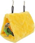 Pet Bird Nest Hammock Hanging Cave Cage Plush Snuggle Happy Hut Tent Bed, Yellow