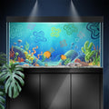 Aquarium Background Stickers for 5-9 Gallon Tanks, Cartoon Underwater Self-Adhesive Fish Tank Reptile Terrarium Decor Po