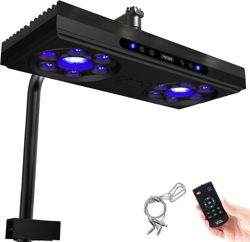 Aquarium Light- 140W Reef Light Wide Coverage Sunrise Sunset Moonlight Saltwater Lights for Coral with Master Slave Grou