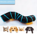 Deofun Cat Tunnel Tube Toys，Tunnels for Indoor Cats, S-Shape Blue Collapsible Interactive Toy with Balls for Rabbits, Kittens, Ferrets, Puppy