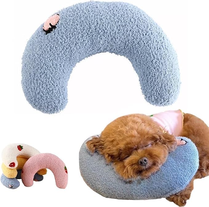 U-Shaped Calming Pillow for Cats and Dogs - Super Soft Plush Fabric, Cozy Headrest, Neck Support for Deep Sleep, Kitten 