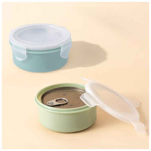 SLSON 5.5 oz Cat Canned Food Storage Container, 2Pack Cat Wet Food Cans Sealer with Airtight Snap-Lock Cover Lids to Keep Pet Food Fresh No Fridge Odor