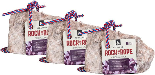 REDMOND - Rock on a Rope Unrefined Salt Rock for Horses 3 to 5 lbs (3 Pack)