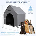 Zooba 48" XL Outdoor Dog House – Weatherproof Elevated Pet Shelter, Breathable Mesh & Steel Frame, Easy to Assemble & Clean, Large Dog Houses for All Seasons (Grey)