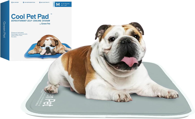The Green Pet Shop Cool Pet Pad - Medium, Sage Grey - Self-Cooling, Pressure Activated Mat for Dogs & Cats from 21-45 lb