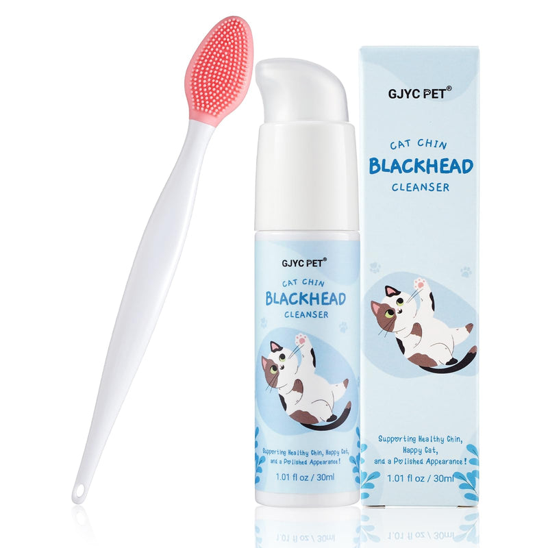 GJYC PET Cat Chin Acne Care Kit - Gently Removes Cat Chin Blackheads, Equipped with Cleansing Brush, Cruelty-Free, Nurtures Cat's Chin Softness and Freshness, 1.01 fl. oz