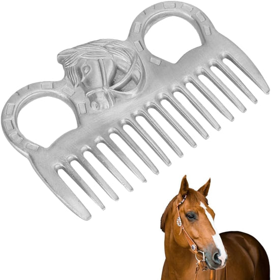 Metal Horse Comb, 4inch Stainless Metal Pulling Combs Horse Mane Comb Horse Tail Comb Mini Pocket Combs Horse Grooming C
