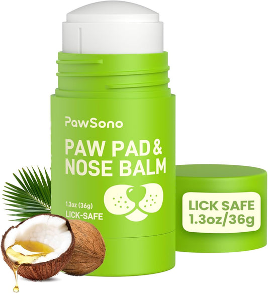 PawSono Lick-Safe Dog Paw & Nose Balm with Coconut Oil | All-Natural Moisturizer & Soother for Dry, Cracked Pads & Snout | Summer Hot Pavement & Sand Paw Wax, Nose Butter for Bulldogs (7.1 oz / 200g)