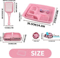 PAWISE Small Cat Litter Box,14.3 x 10.6 x 2.5 Kitten Litter Box Starter Kit,Low Entry Baby Kitten Training Litter Box with Scoop, Bowls,Cat Mouse Toy and Ball Toy,First Catty Owner Essentials(Pink)