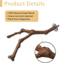 PINVNBY Parrot Perches Natural Birds Stand Wild Grape Stick Grinding Paw Climbing Wood Cage Accessories and Toy for Parakeet, Lovebirds,Budgies,Cockatiels and Finches