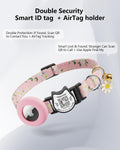 Flowers Pendant Cute Cat Collar with AirTag Holder,QR Code ID Tag