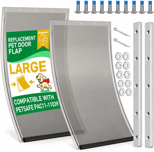 2-Pack Large Dog Door Flap for PetSafe PAC11-11039, Metal Bracket, Smoky