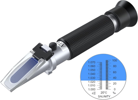 AUTOUTLET Refractometer Saltwater Aquarium for Seawater,Pool,Tank,Testing,Marine Fishkeeping, 0-100PPT & 1.000-1.070 Sal