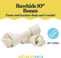 hotspot pets 10 Inch Large Rawhide Dog Bones - Made from Grass Fed Cows - Long Lasting Chews Great for Dental & Oral Car