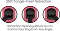 TUG Monochrome 360° Tangle-Free Retractable Dog Leash | 16 ft Strong Nylon Tape (Medium, Pink)