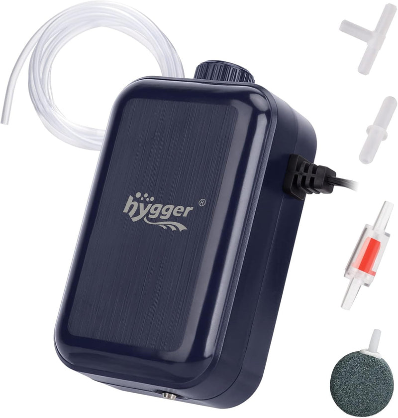 hygger Aquarium Air Pump,Adjustable Oxygen Pump，Silent Powerful Aerator Pump 2W/3W/4.5W/6W/ 1/2 Air Outlets Ultra for Up