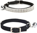 CHUKCHI Soft Velvet Safe Cat Adjustable Collar Bling Diamante with Bells,11 inch for Small Dogs and Cats (Black)