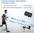 Kytely Hands Free Dog Leash with Zipper Pouch, Wide Padded Waist Dog Running Leash for Medium and Large Dogs, Dual Padded Handles, Retractable Bungee for Walking Jogging Training Hiking
