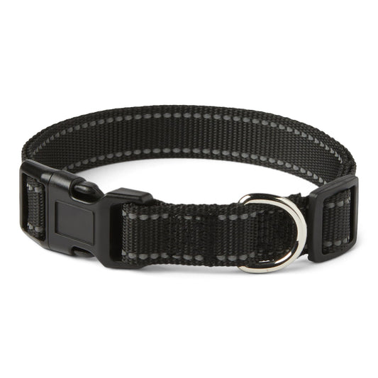 Amazon Basics Polyester Dog Collar M, Adjustable Length 15" - 23.5", 1.1" W, Black