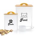 Dekosilave Cat Food Storage Container with Scoop, 2PCS Cat Food Storage Container with Lids Airtight, Cat Treat Jars for Kitchen Counter-7+3Lbs, Cat Cookie Jar for Storage, White