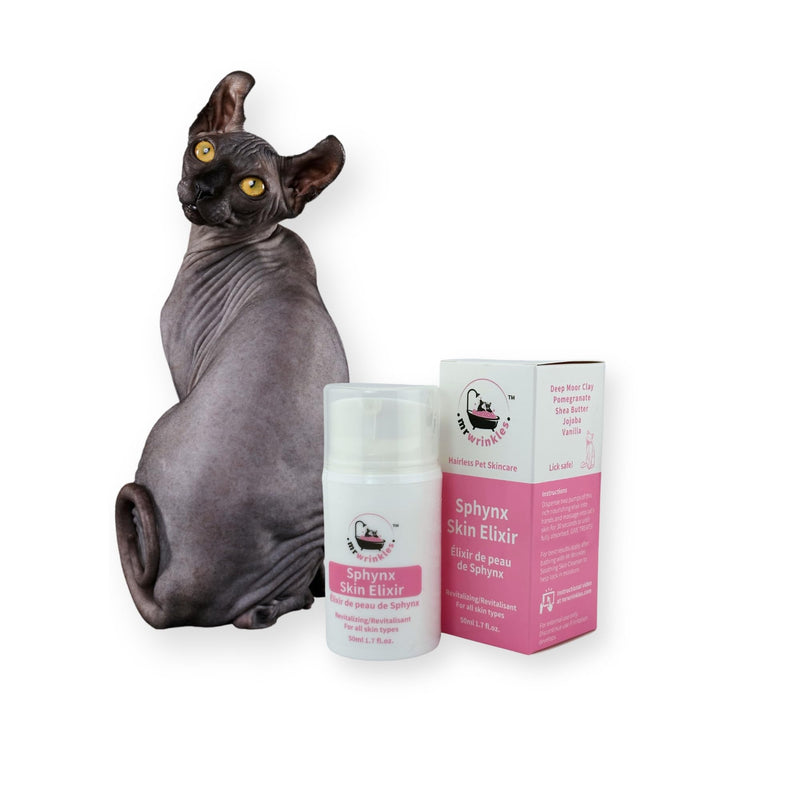 Mr Wrinkles Sphynx Cat Revitalizing Elixir, Skin Care Conditioner, 100% Natural, Exclusively for Hairless Cats, Gentler Than Shampoo!