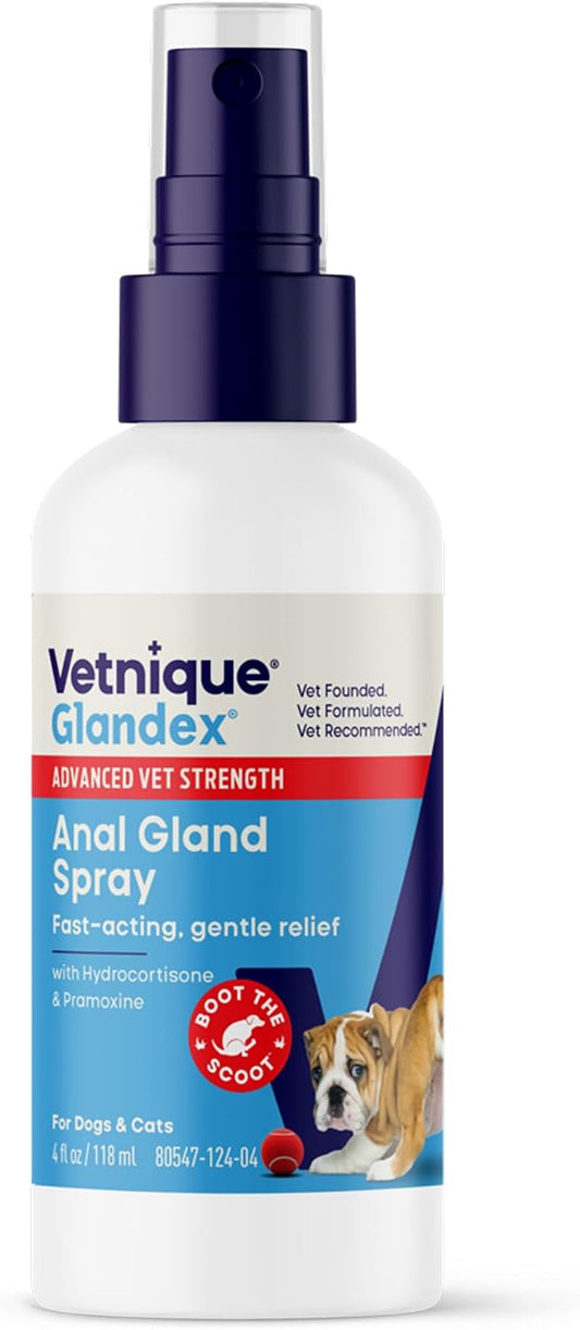 Vetnique Glandex Medicated Dog Butt Wipes or Spray for Dog Scooting - Topical Anti Itch Skin Relief for Soothing Inflamed Anal Glands in Dogs & Cats - Fast Acting Formula 50ct (50ct Wipes)