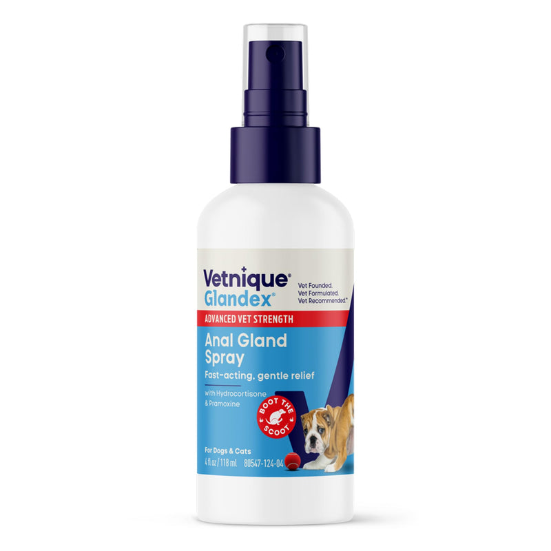 Vetnique Glandex Medicated Dog Butt Wipes or Spray for Dog Scooting - Topical Anti Itch Skin Relief for Soothing Inflamed Anal Glands in Dogs & Cats - Fast Acting Formula (4oz Spray)