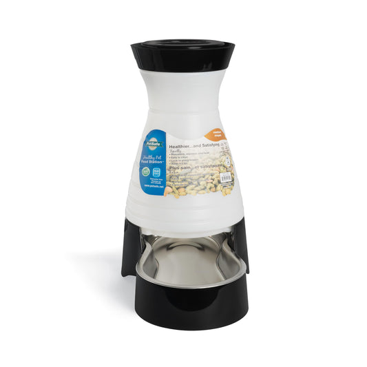 PetSafe Healthy Pet Food Station - Medium, 4 lb Kibble Capacity - Gravity Pet Feeder Dry Food Dispenser, Automatic Cat Feeder, Small to Medium Dog Feeder - Removable Stainless Steel Bowl Included