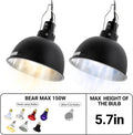 2 Pack Reptile Light Fixture, 8.5in Deep Dome Reptile Lamp Fixture, Optical Reflection Cover, Separate Switch & Hook, Te