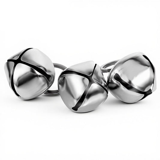 Xelsluthe 3 Pcs Bells for Dog Collars, Large Jingle Bells 1.18'' Dog Collar with Bell Pet Pendant Accessories for Dogs Cats Handmade Metal Silver