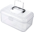 MyGift Reptile Carrier Critter Keeper Terrarium 9.5 x 6 Inch Clear Portable Tank with Black Carrying Handle, Transparent