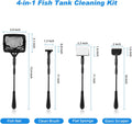 hygger Small Fish Tank Cleaner, Aquarium Cleaning Tools Kit with Handle, Seaweed Scraper, Fishing Net, Sponge Brush,Wall
