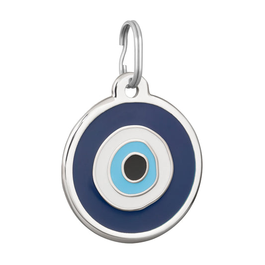 CoolDogs Evil Eye Stainless Steel Enamel Pet ID Tags for Dogs and Cats, Personalized Dog Name Tag,Cat Name Tag with Custom Deep Engraved ID (Small)