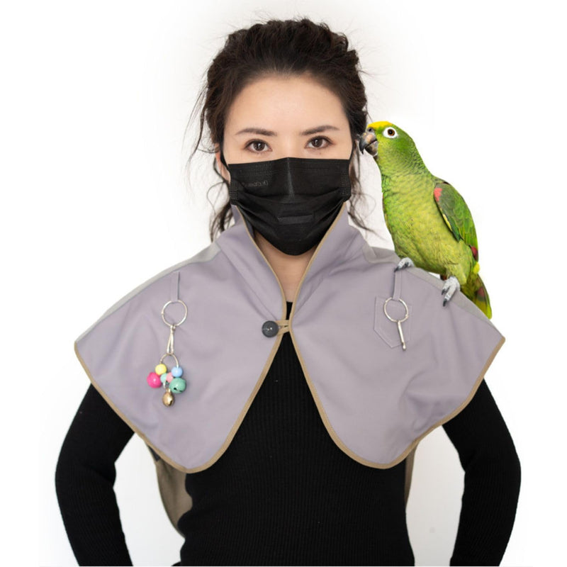 SEZDEKI Parrot Anti-Scratch Shoulder Protector with Hang Bird Anklet&Toys Waterproof Pet Shoulder Pad Diaper Shawl for Small Medium Parakeets Cockatiels Sun Conures Macaws Lovebirds Finches (Grey,XL)