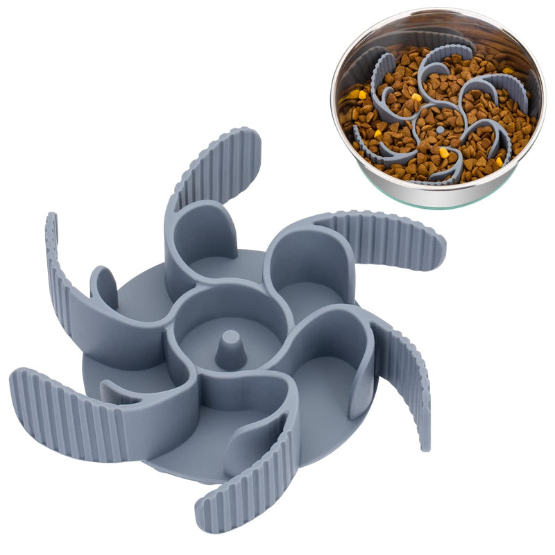 Keegud Slow Feeder Dog Bowls Insert [Octopus Suction Cups] Super Firm Slow Eating Dog Bowl [Cuttable] for Large Breed and Medium Size Dog Compatible with Regular and Elevated Dog Bowls (Turbine)