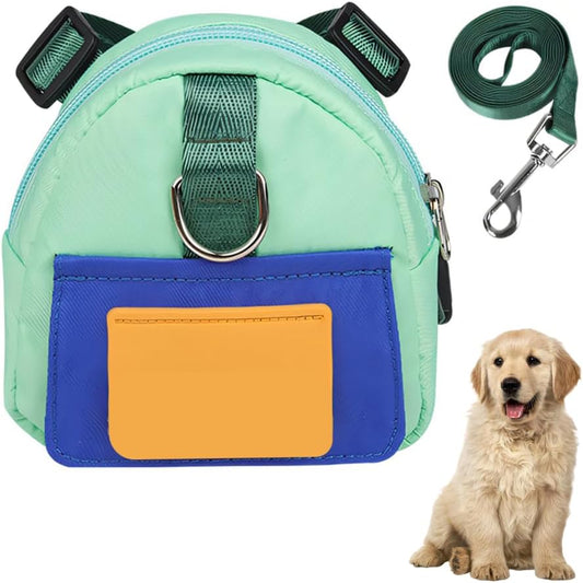 DONGKER Dog Backpack Harness,Pet Travel Pack with Adjustable Straps & 1.5m Nylon Leash & D-Ring for Small Medium Dogs Ou