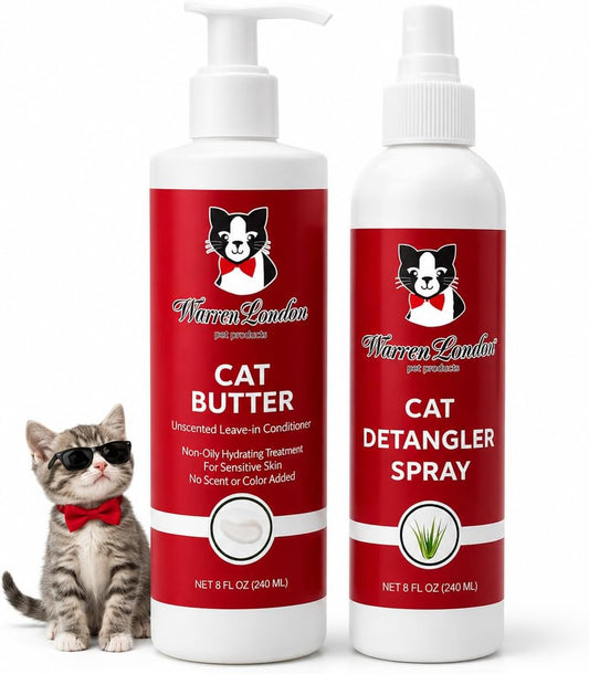 Warren London Cat Detangler & Hydrating Butter Combo, Unscented 8oz