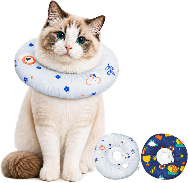 Cat Recovery Collar, Soft Waterproof Donut Cone for Cats After Surgery, Adjustable Anti-Lick Elizabethan Collar Alternative for Wound Healing, Hair-Resistant Pet Neck Pillow for Cats & Small Dogs,M