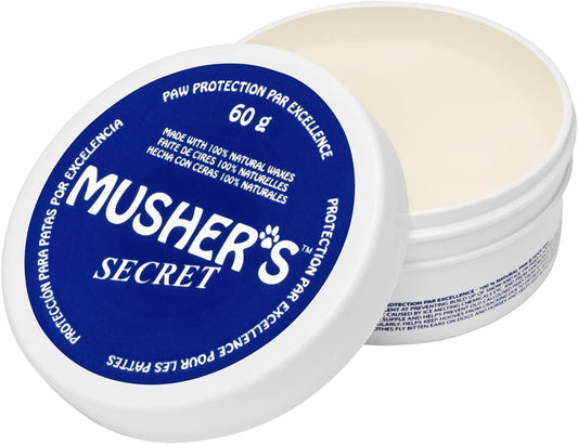 Musher's Secret Dog Paw Wax 60g – Moisturizing Dog Paw Balm – Helps Protect & Heals Cracked Paws – Creates an Invisible Paw Protectors Barrier – All-Natural Nose & Paw Balm with Vitamin E