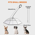 LESYPET Small Dog Umbrella, 29" Width Clear Dogs Umbrella Waterproof Dog Raincoat with Chain Leash for Outdoor Walking R