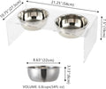 THE LICKER Store DBL2001A Keaton 7.5" Medium/Large Modern Lucite Rectangular Elevated Pet Feeder with 54oz 2-Stainless Steel Bowls, Clear/Chrome