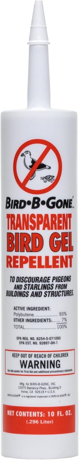 Bird B Gone Transparent Bird Gel, 10oz Tube, Sticky Bird Repellent