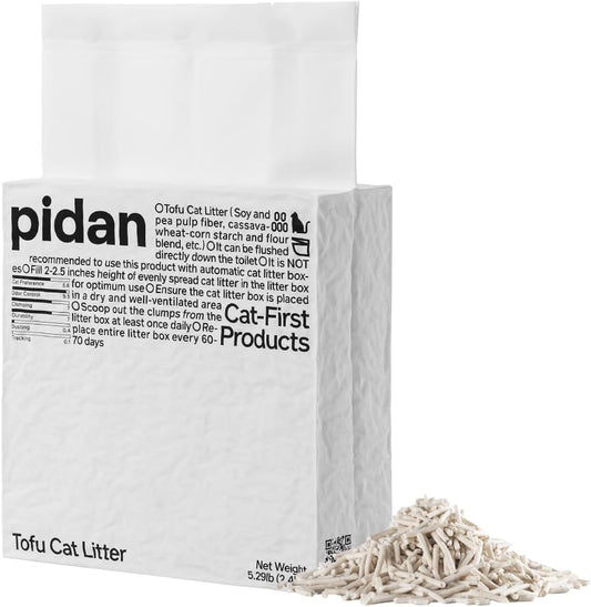 pidan Tofu Cat Litter Clumping,Flushable,Ultra Absorbent and Fast Drying, Plant Based Litter,100% Natural Ingredients,Solubility in Water,Really Dust-Free,Less Scattering (5.3lb/Bag×2bags)