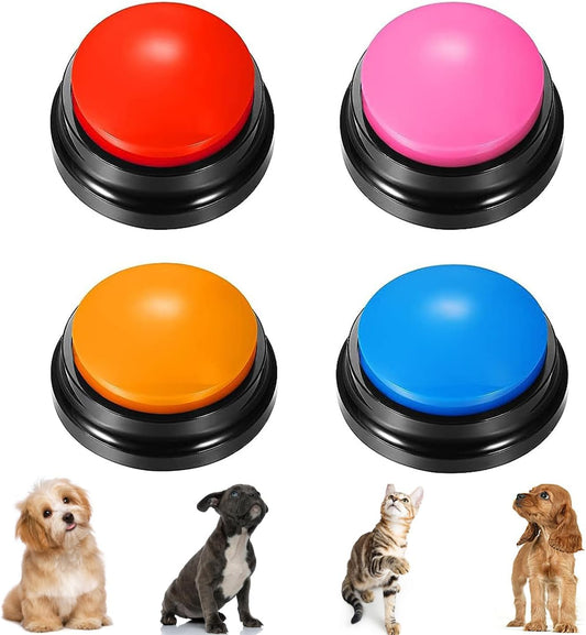 Voice Recording Button 4 Color, Dog Buttons for Communication Pet Training Buzzer, 30 Second Record & Playback, for Fami
