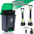 Pooper Scooper 2 Pack with 20 Litre Step Dog Poop Trash Can, 28" Long Handle Dog Poop Scoopers for Large Small Dogs Heav