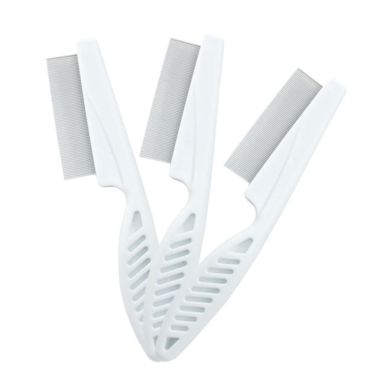 Cionyce Flea Comb for Dogs and Cats, Metal Pet Lice Comb Fine Tooth Grooming Tool for Remove Anti Fleas and Flea Eggs(3pcs White)