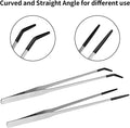 Novery 2PCS 10.6" Rubber Tip Reptile Feeding Tongs, Straight & Curved